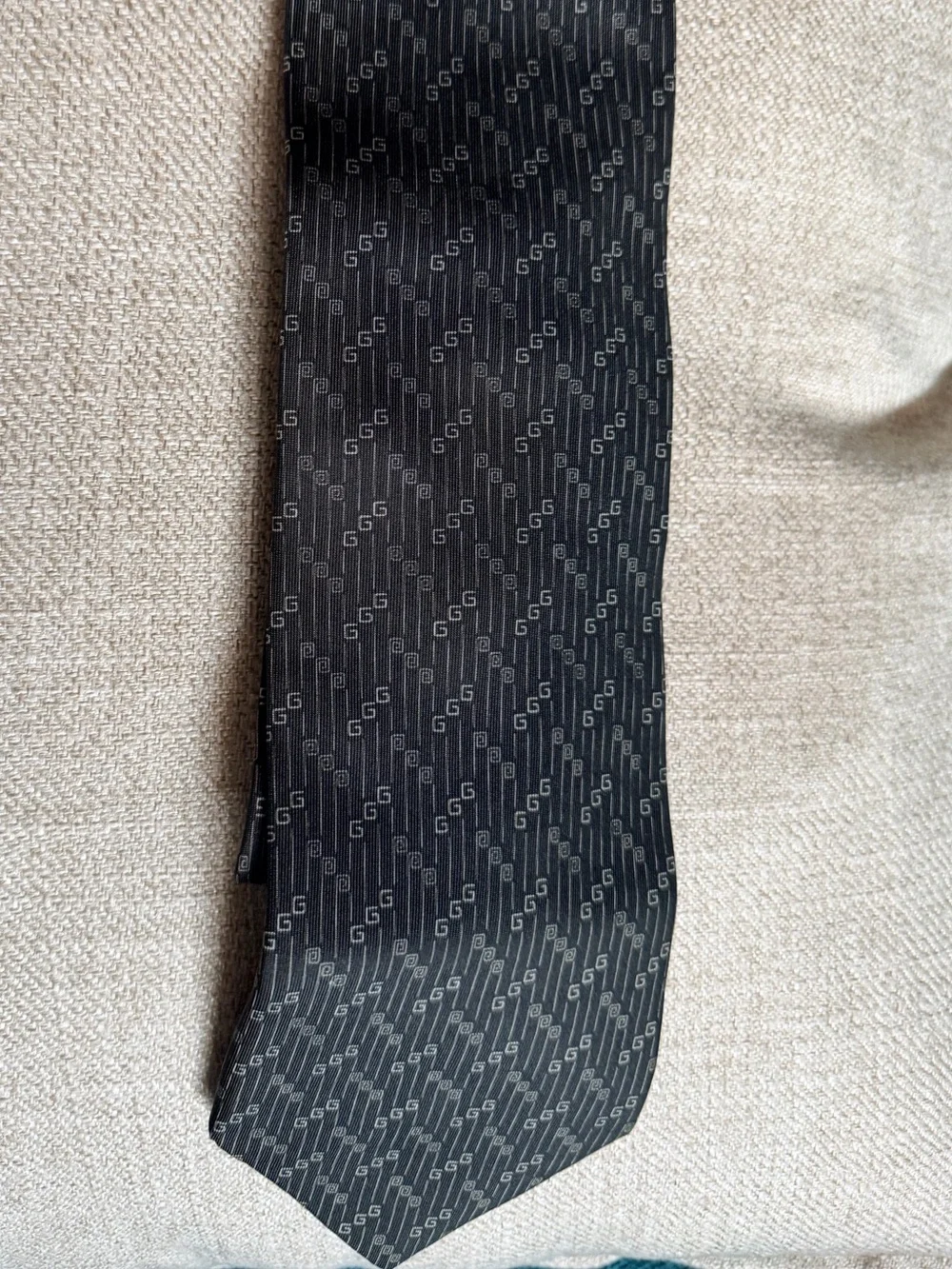 Gucci Black Monogram Men's Tie Authentic